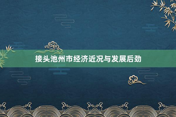 接头池州市经济近况与发展后劲